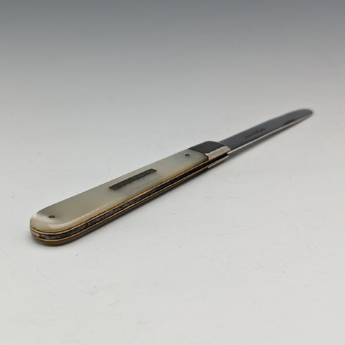 1914年 英国アンティーク 白蝶貝ハンドル 純銀ブレード ペンナイフ Henry Williamson